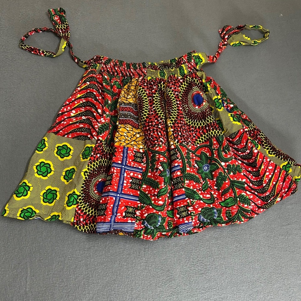 Unbranded Skirt Women XS Multi Color Patchwork African Wax Print Mini Skirt